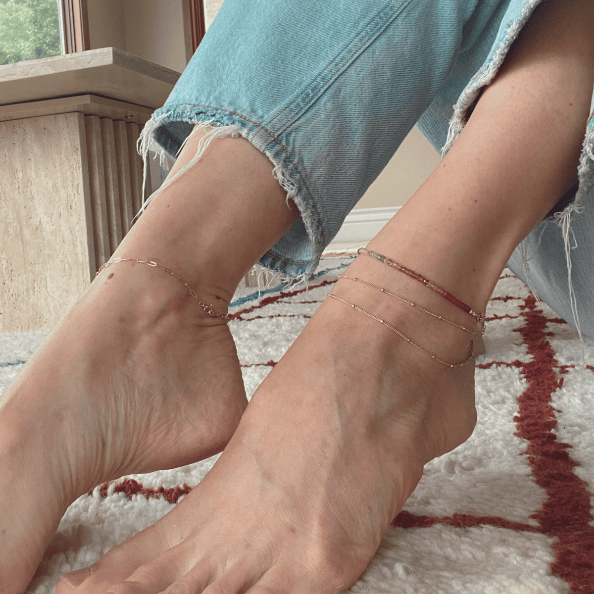 14k gold-filled mini dot chain anklet