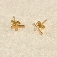 14k gold filled cross stud earrings