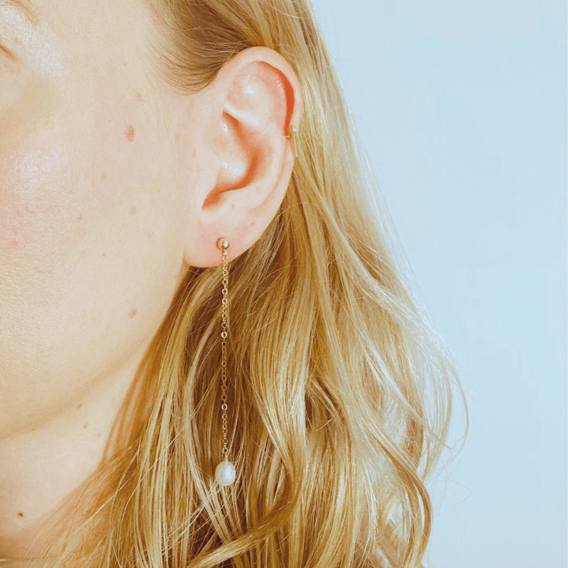 baroque pearl chain earrings