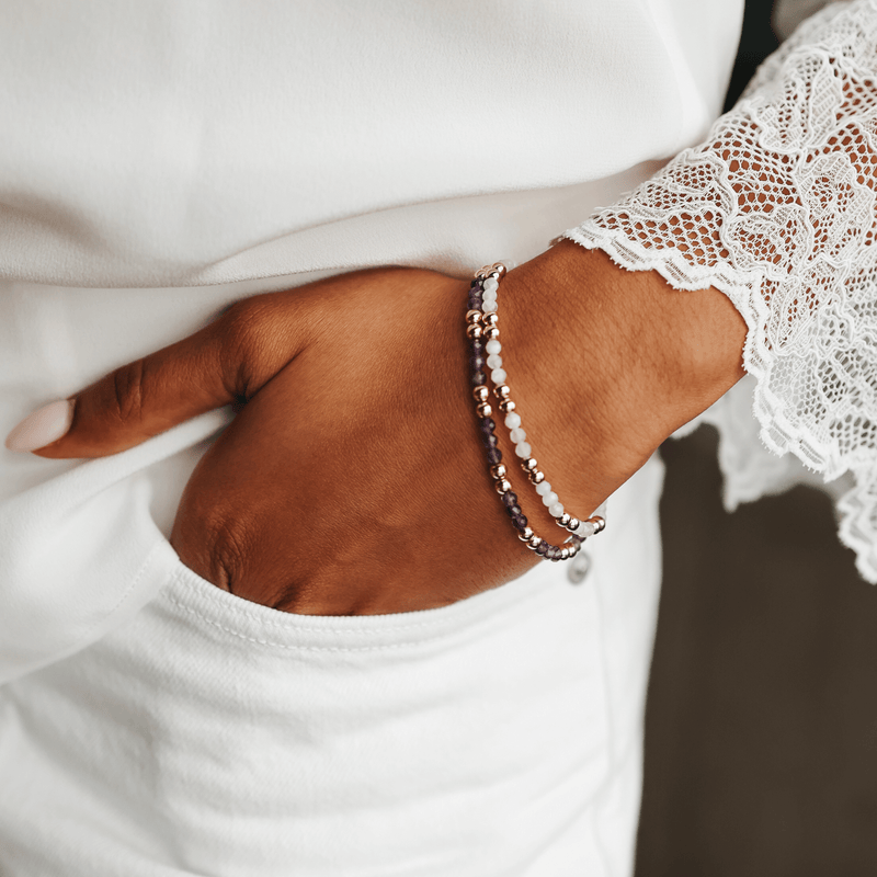 moonstone and gold filled bead bracelet