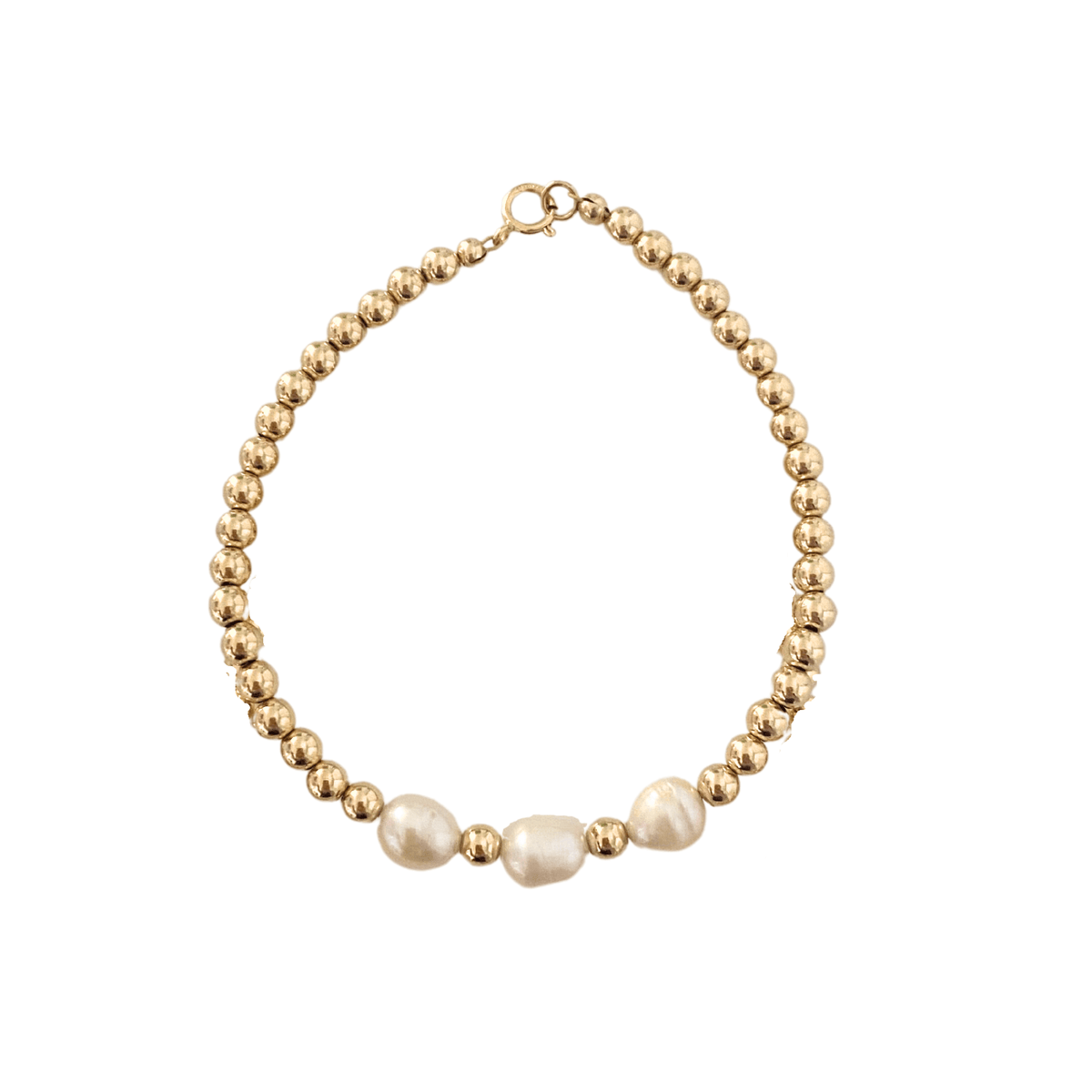 14k gold filled genuine pearl and bead bracelet
