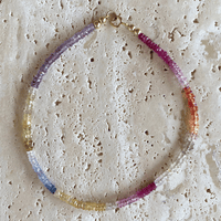 rainbow sapphire and 14k solid gold anklet