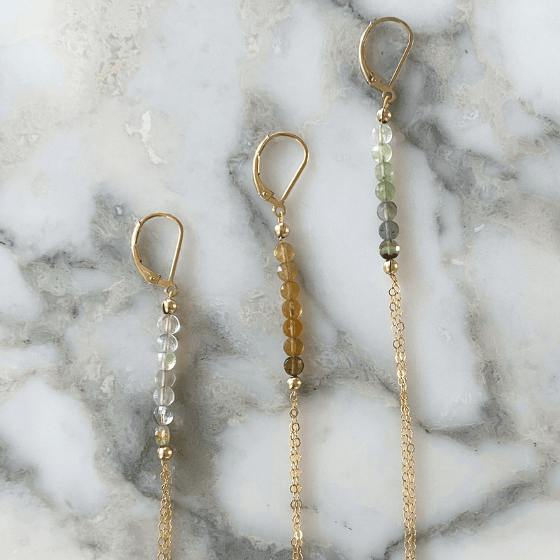 tourmaline gold chain earring