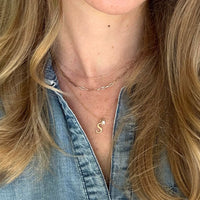 14K Gold Letter Charm Necklace - Diamond (April)