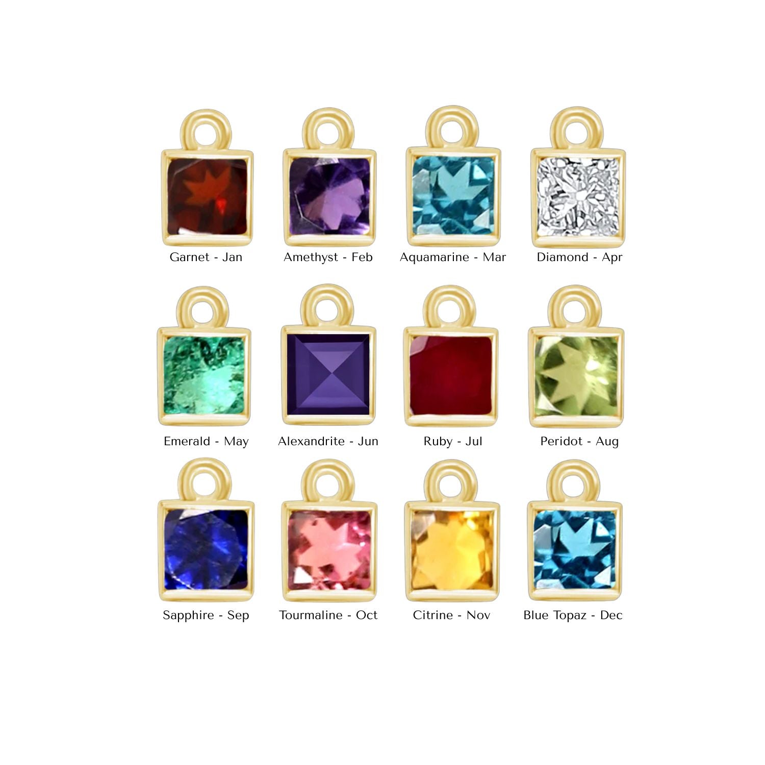 14K Gold Letter Birthstone Necklace