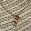 14K Gold Ruby Letter Necklace