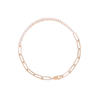 14K Rose Gold Tennis Chain Bracelet on white background