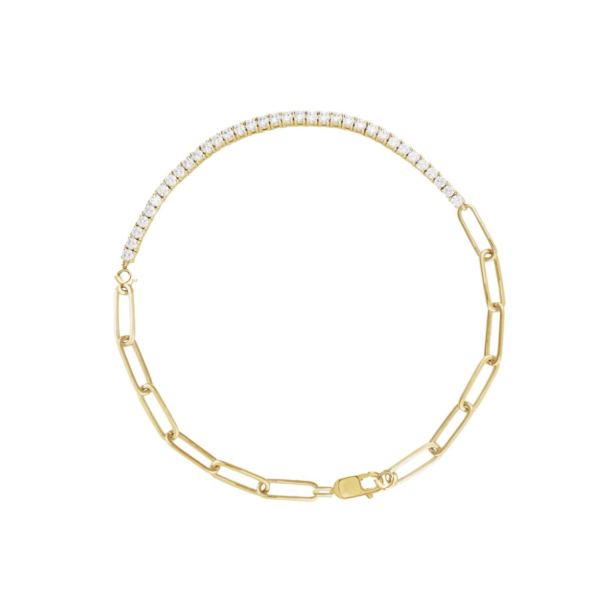 14K Yellow Gold Tennis Chain Bracelet on white background
