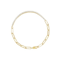 14K Yellow Gold Tennis Chain Bracelet on white background
