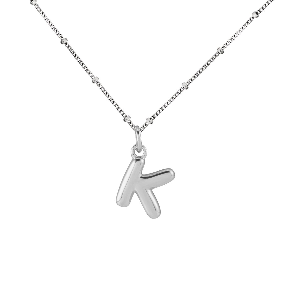 Sterling Silver Bubble Letter Necklace