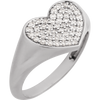 Heart-shaped ring with diamond accents on a white background