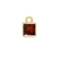Garnet Square Bezel Charm