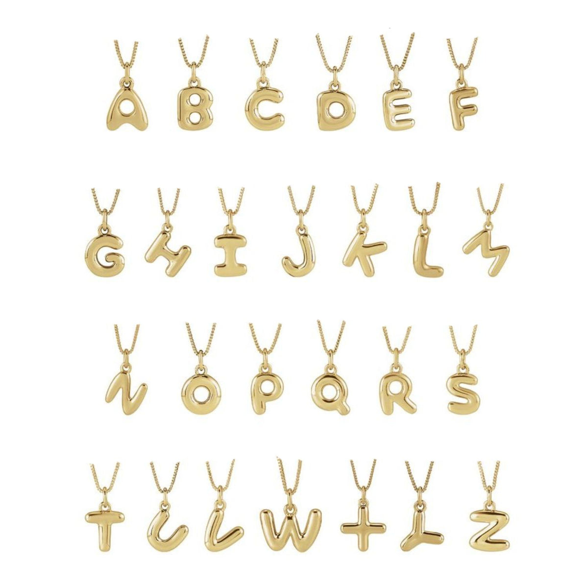 solid gold letter charms - full alphabet