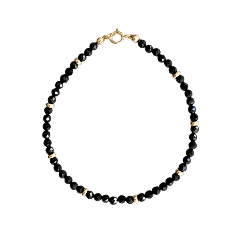 14k gold and black spinel bracelet
