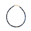 Bracelet with blue sapphire beads and 14k solid gold accents on a white background