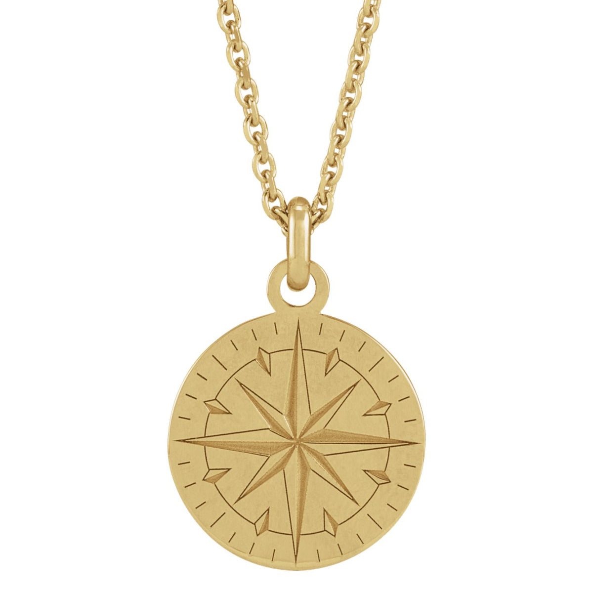 14k gold compass pendant necklace