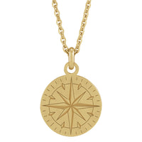 14k gold compass pendant necklace