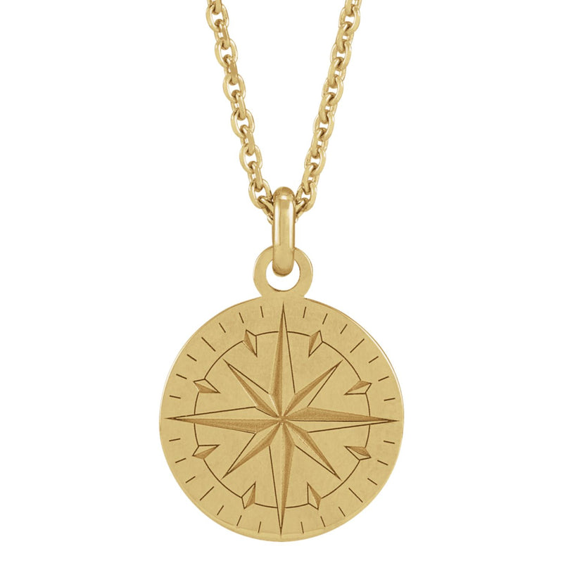 14k gold compass pendant necklace