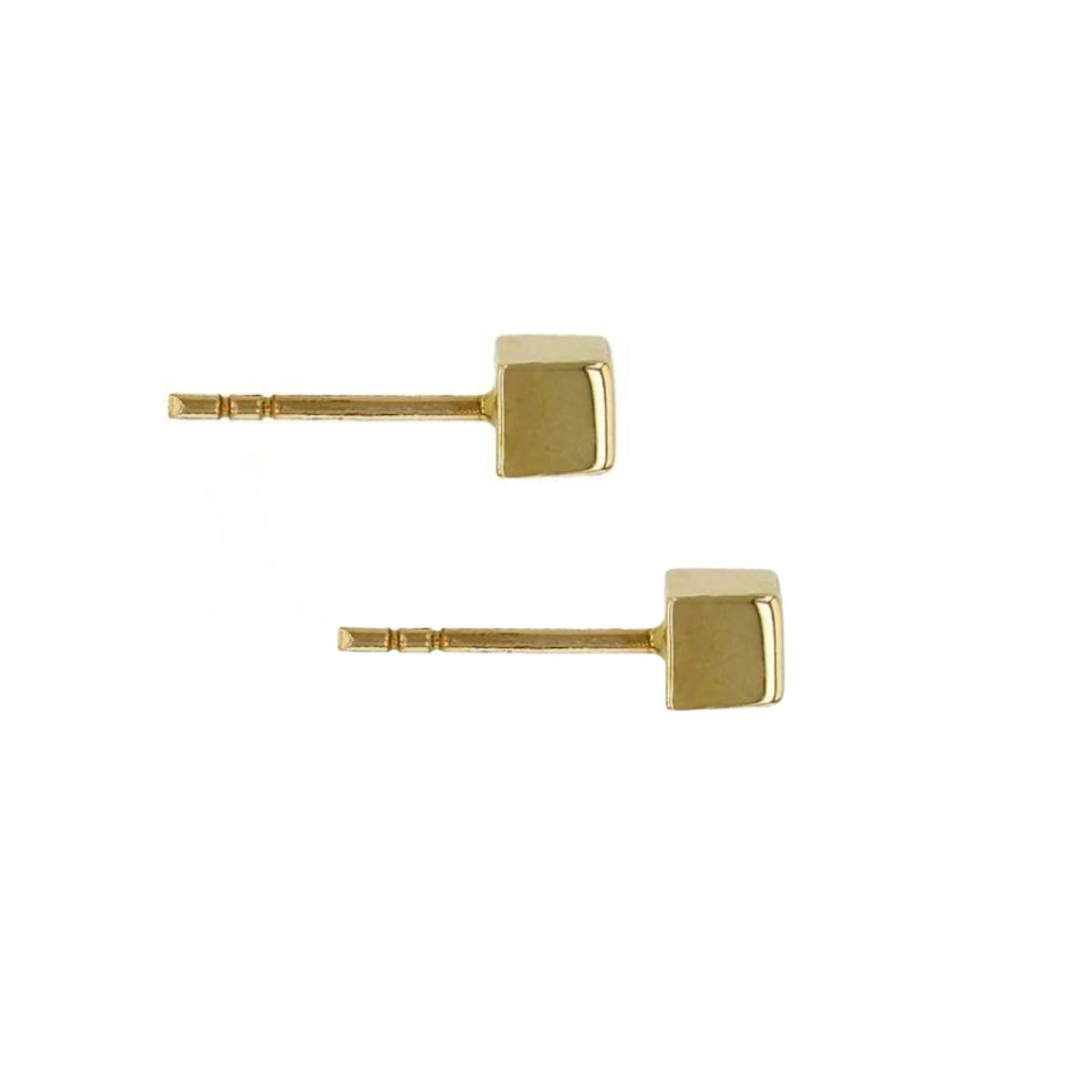 14k gold cube stud earrings 