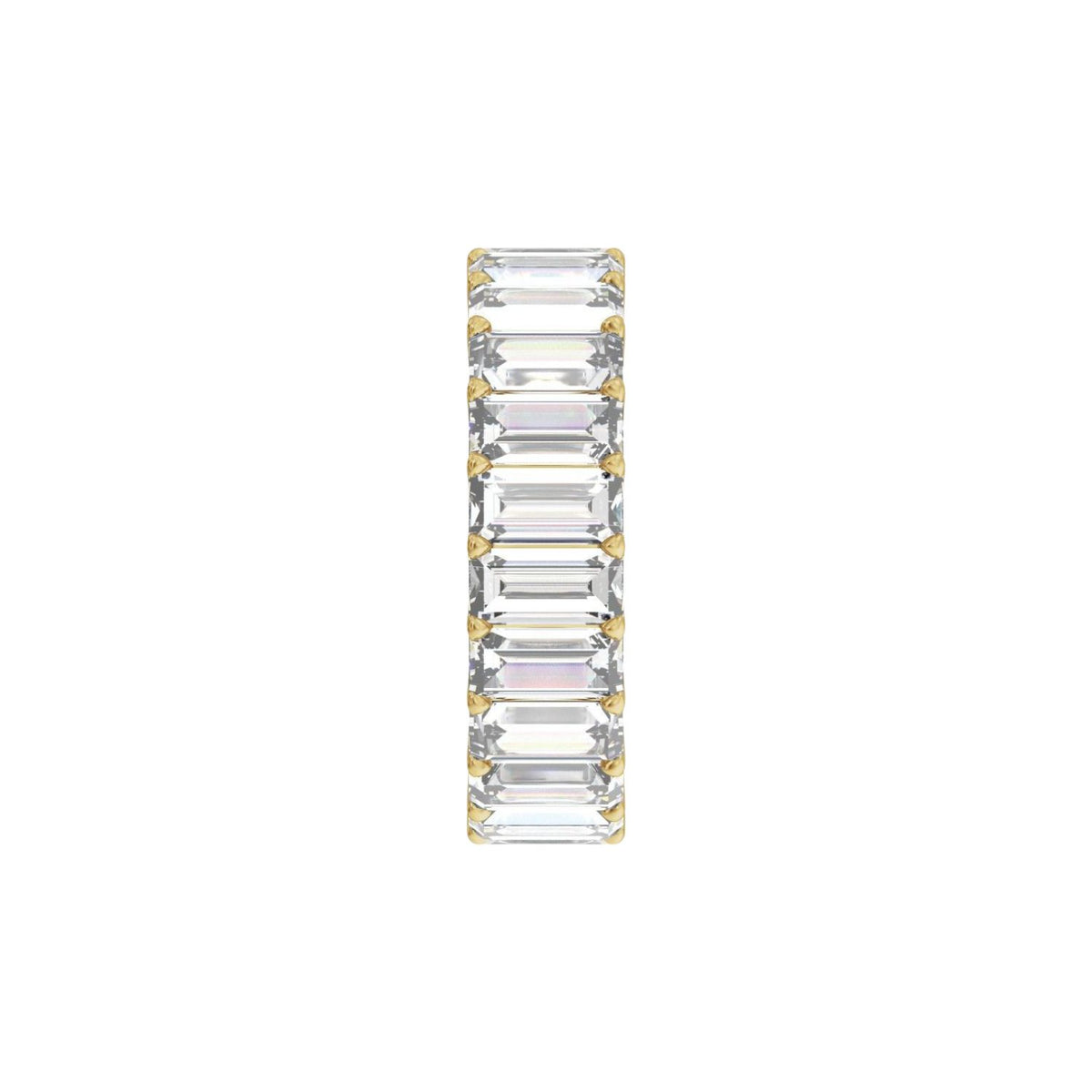 side view of a diamond baguette eternity ring 