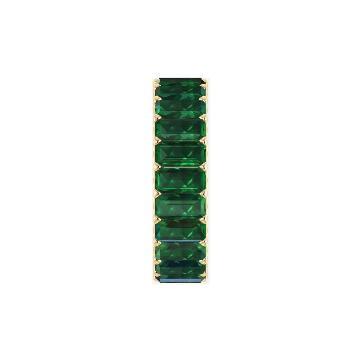side view of a emerald baguette eternity ring 