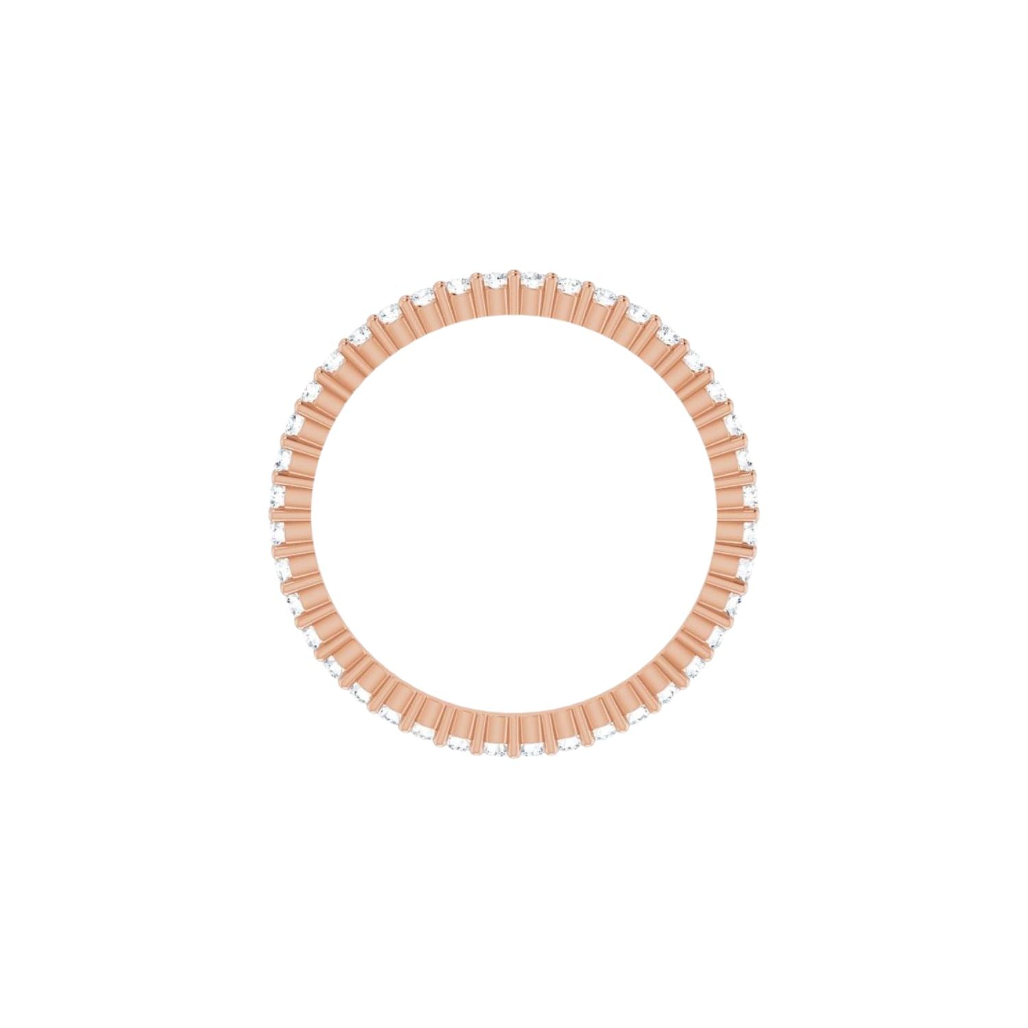 side view of 14k rose gold diamond eternity ring