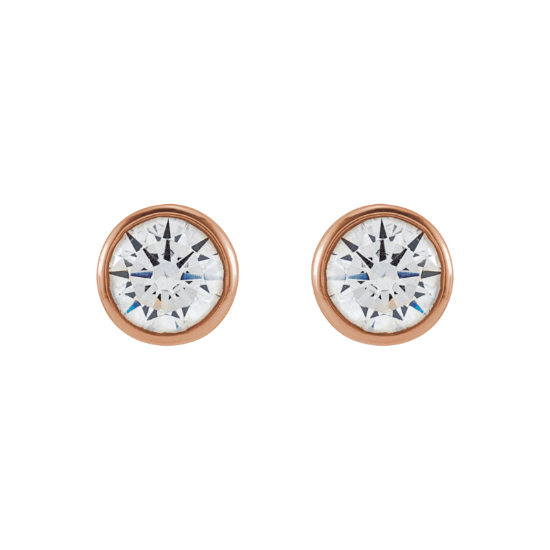 14k rose gold lab diamond bezel stud earring