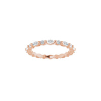 Rose gold ring with diamonds on a white background