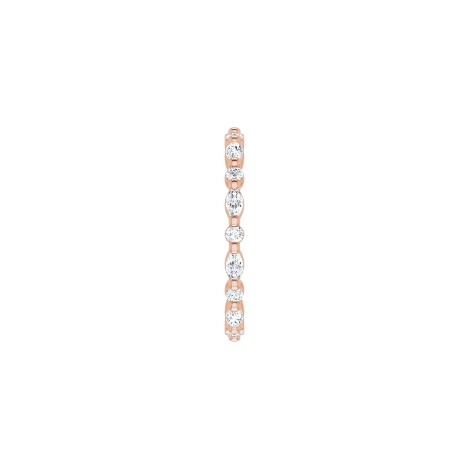 Rose gold earring with diamonds on a white background