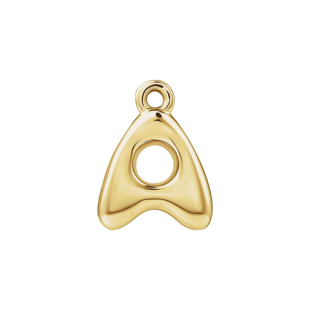 yellow gold letter A charm on white background