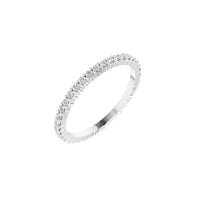 White gold ring with small diamonds on a white background