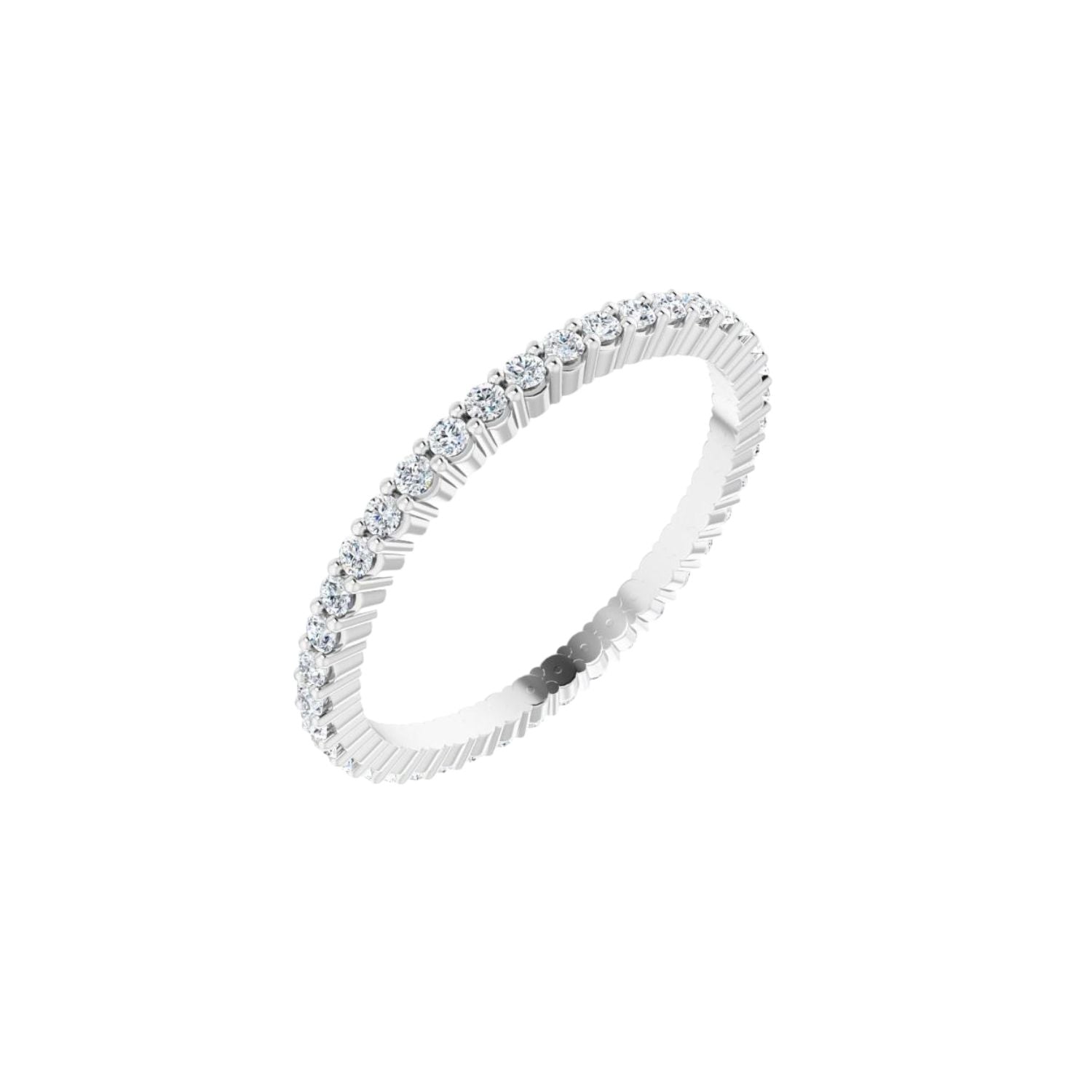 White gold ring with small diamonds on a white background