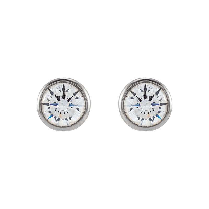 14k white gold lab diamond bezel stud earring