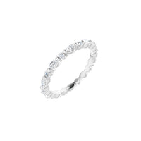 14K White Gold ring with small diamonds on a white background