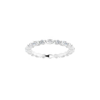 14k white gold ring with diamonds on a white background