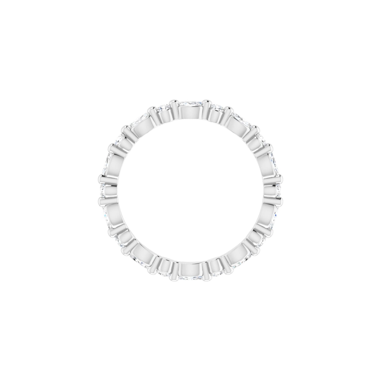14K White Gold ring with diamond stones on a white background