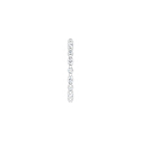 14K White Gold side view of ring with diamonds on a white background