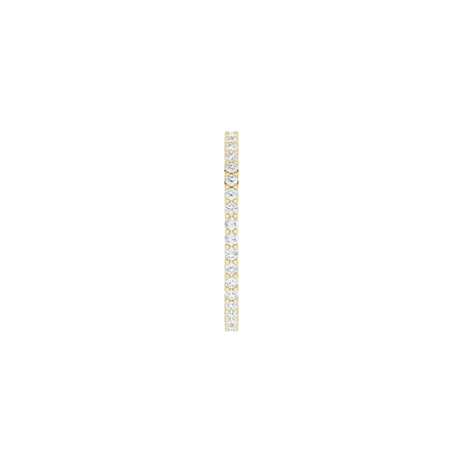 side view of diamond and gold eternity band ring