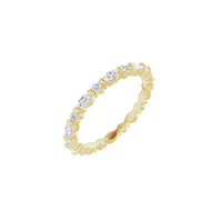 Gold ring with embedded diamonds on a white background