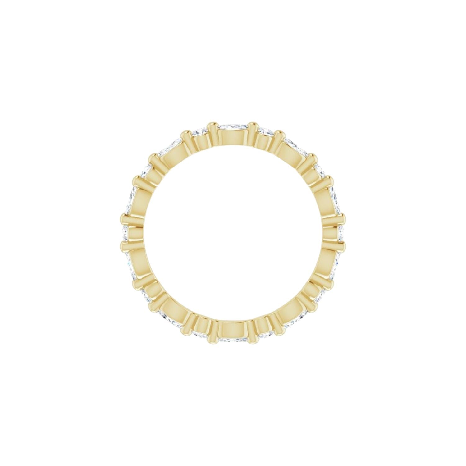 Gold ring with small diamonds on a white background