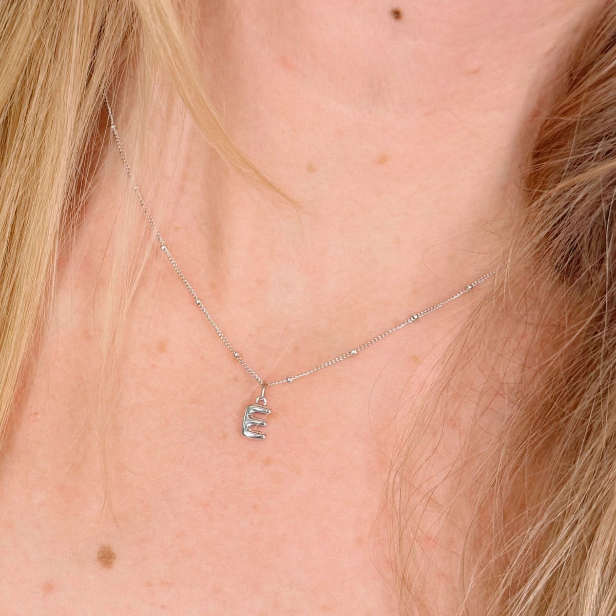 Sterling Silver Bubble Letter Necklace