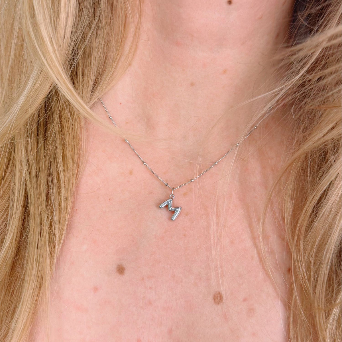 Sterling Silver Bubble Letter Necklace