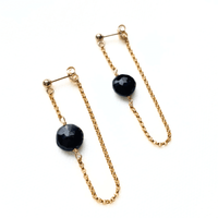 black spinel chain earrings 