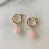 rose quartz hoop earrings