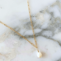 baroque pearl paperclip chain necklace, beautiful bridal jewellery, bridal simple jewellery, bridal gold, simple gold necklace for wedding, matching necklace earrings and bracelet set, bridesmaid accessories jewelry, bridesmaid necklace set, dainty jewelry earrings