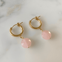 rose quartz hoop earrings