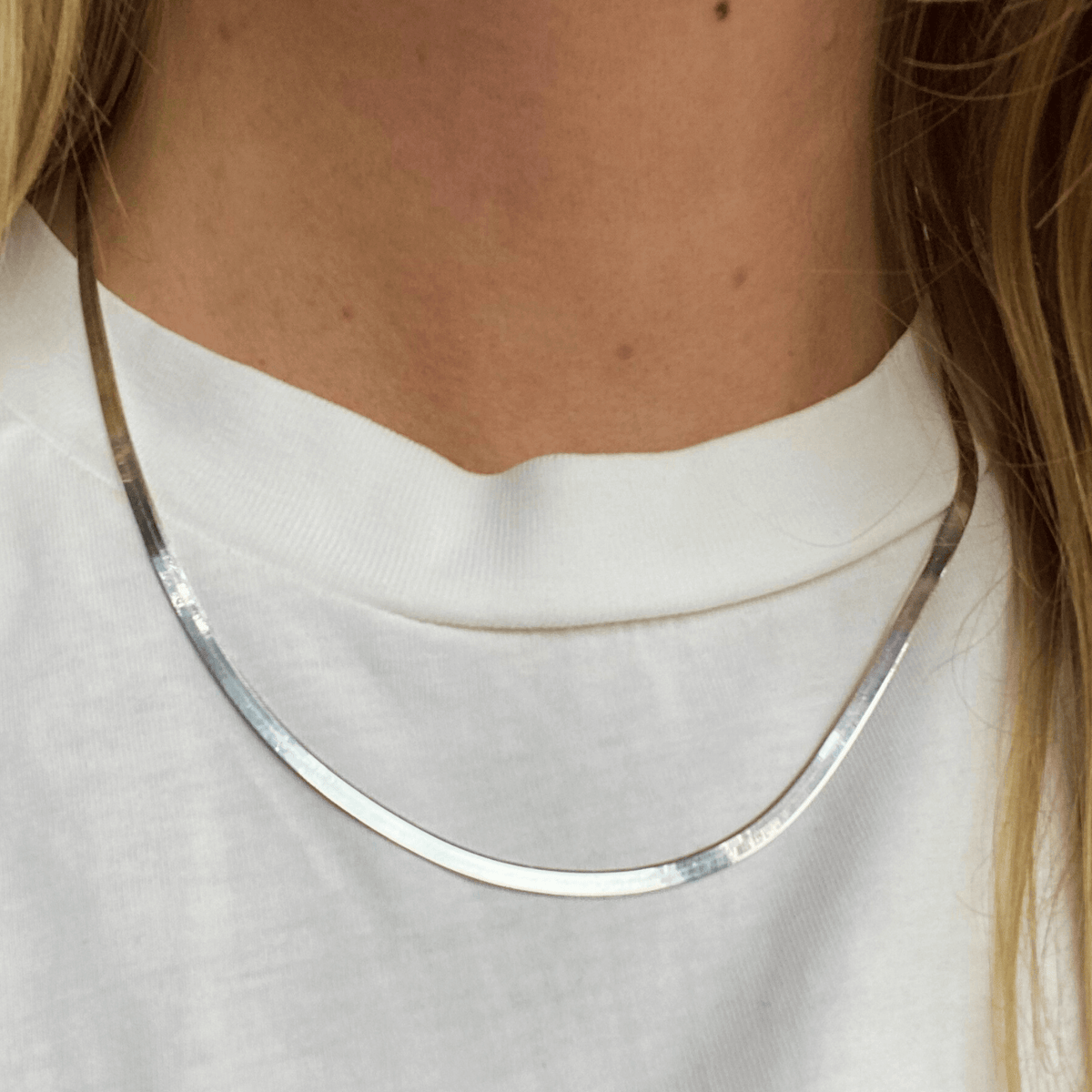 sterling silver herringbone snake chain