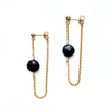 black spinel chain earrings 