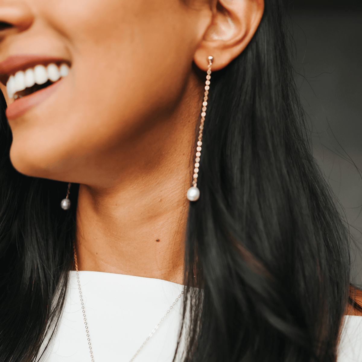 baroque pearl chain earrings