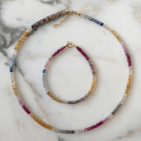rainbow ombre sapphire necklace choker and bracelet